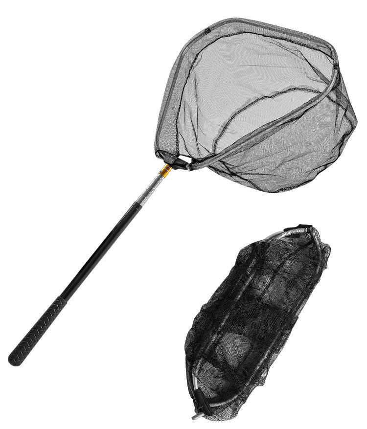 小鲫鱼抄网竿短节杆迷你便携小号捞鱼网网兜网鱼套装可放钓箱抄网