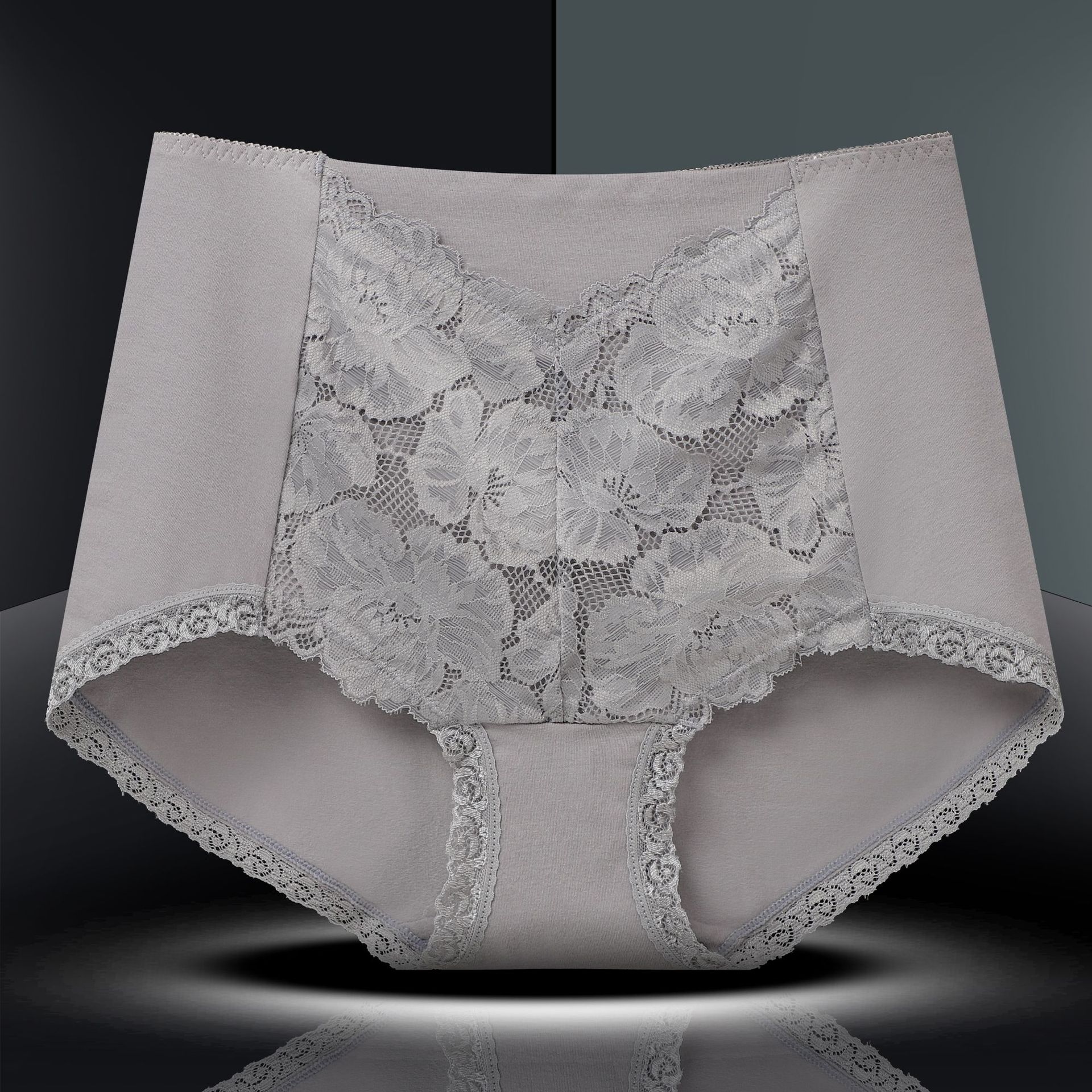 高腰内裤女纯棉抗菌收腹提臀性感大码迷人束腰棉质蕾丝边女士裤头