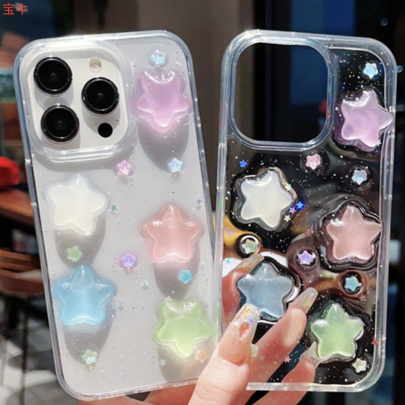 透明滴胶适用iphone15promax女款手机壳14/13创意夜光星星保护套2