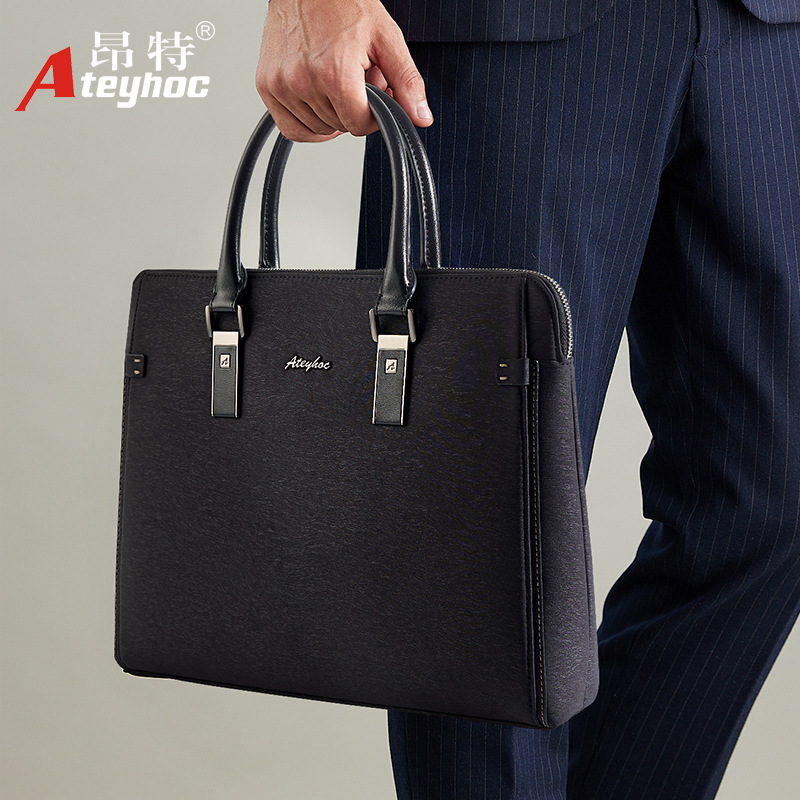 Men‘s Simplicity Portable Briefcase Business Commute Waterproof File Bag out Casual Zipper Handbag Wholesale