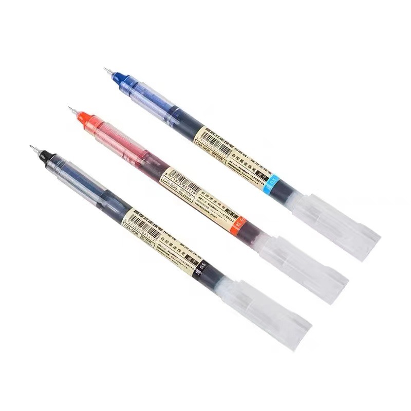 Straight Liquid Ballpoint Pen Quick-Drying Pen Red Blue Black Gel Pen Wholesale Ball Pen Carbon Pen Roller Ball Pen Students' Supplies