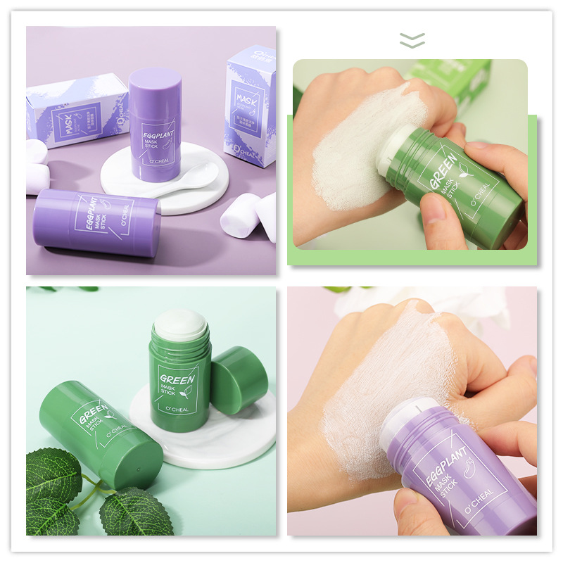 欧倩雅绿茶茄子固体面膜棒清洁面膜补水清洁固体面膜棒泥膜mask