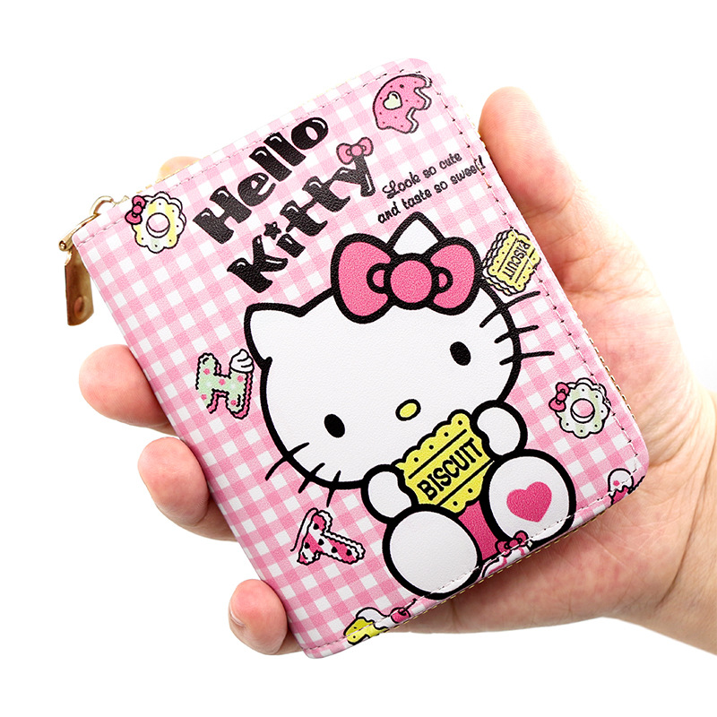 Customized Cute Cartoon Female Student Coin Purse Cartoon Kitty Hello Kitty Short Zipper Wallet Square Portable