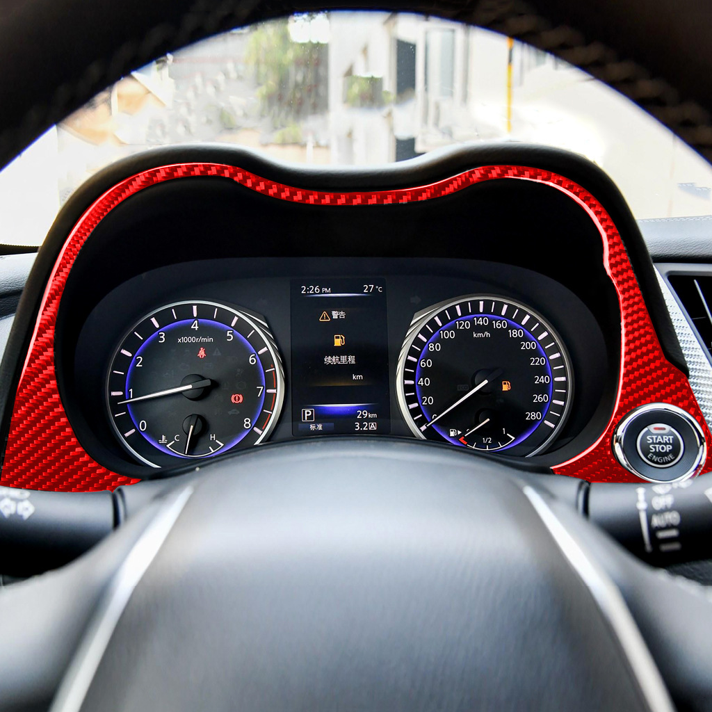 适用英菲尼迪q50q60碳纤维汽车仪表台装饰框内装饰改装配件贴纸