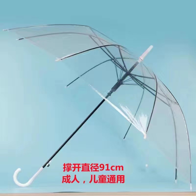 Transparent Umbrella Men's and Women's Internet Celebrity Ins Cute Semi-automatic Folding Straight Handle Children's Fresh Sunshade Umbrella Wholesale