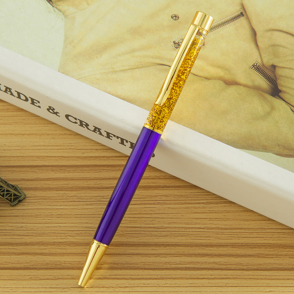 Cross-Border Creative Gold Powder Liquid Ball Pen Colorful Quicksand Pen Metal Empty Tube Pen Gift Advertising Marker