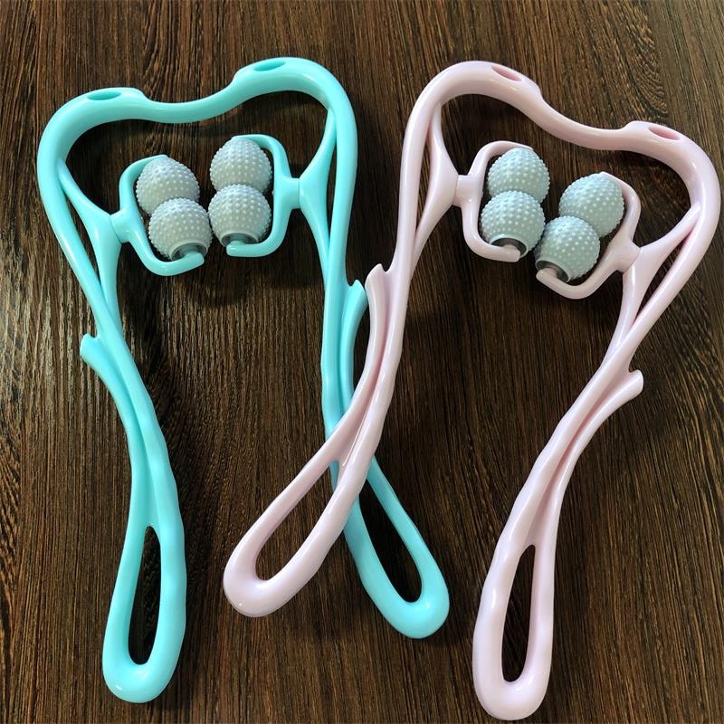 天鹅颈部按摩器手动硅胶双球颈椎按摩器新款可旋转夹脖子现货现发