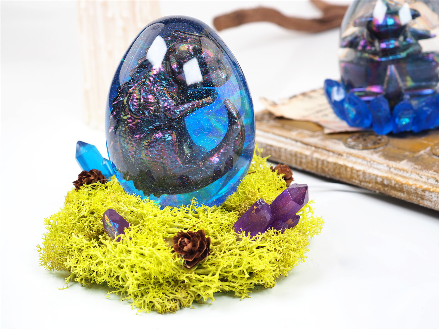 diy水晶滴胶鸡蛋形龙蛋一体星空球夜灯镜面硅胶模具