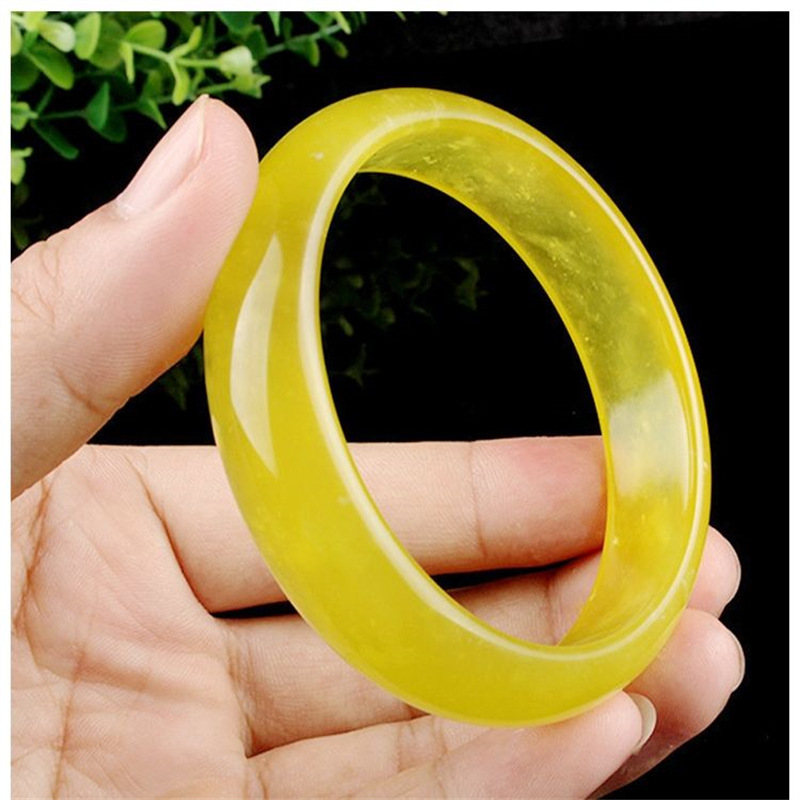 批发天然辽宁岫岩玉扁条手镯饰品岫玉油黄镯子黄色玉石手镯女款