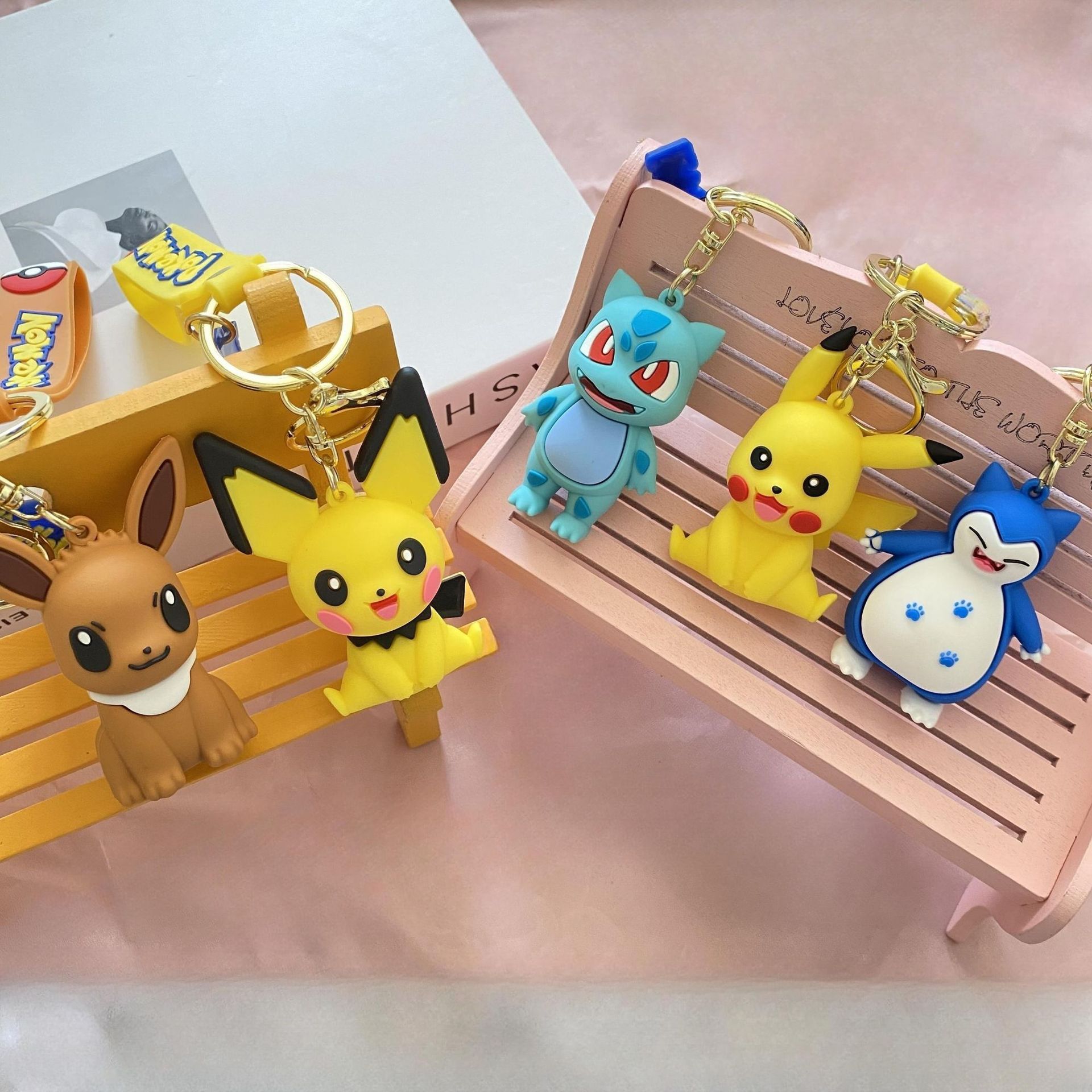 New Pokemon Day Man Cartoon Key Button Cute Pikachu Toy Bag Package Pendant Car Key Chain Wholesale