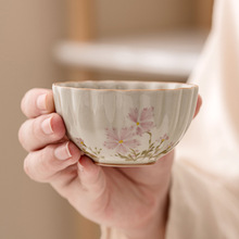 草木灰小雏菊陶瓷茶杯主人杯个人专用品茗杯家用喝茶杯子单杯茶盏