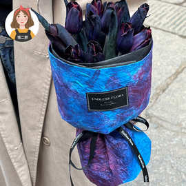 现货新品水墨石纹纸鲜花花束包装纸手揉纸人造皱纹纸手工纸渐变