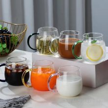 现货彩把蘑菇杯玻璃单层杯可爱家用玻璃果汁杯办公玻璃水杯泡茶杯