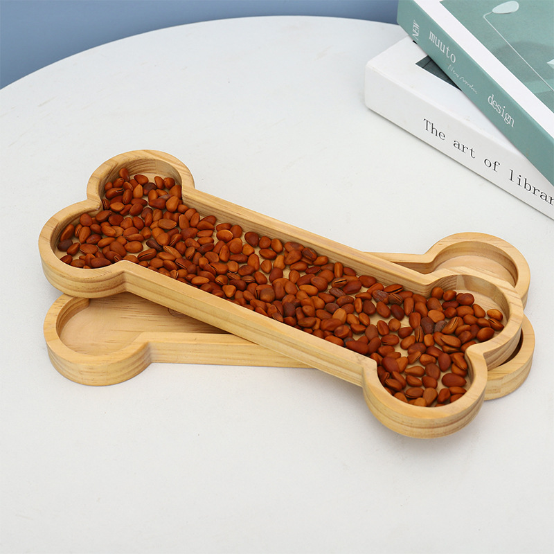 Bone Shape Wooden Tray Children Breakfast Plate Household Melon Seeds Snack Creative Decoration Party Fruit Dinner Plate