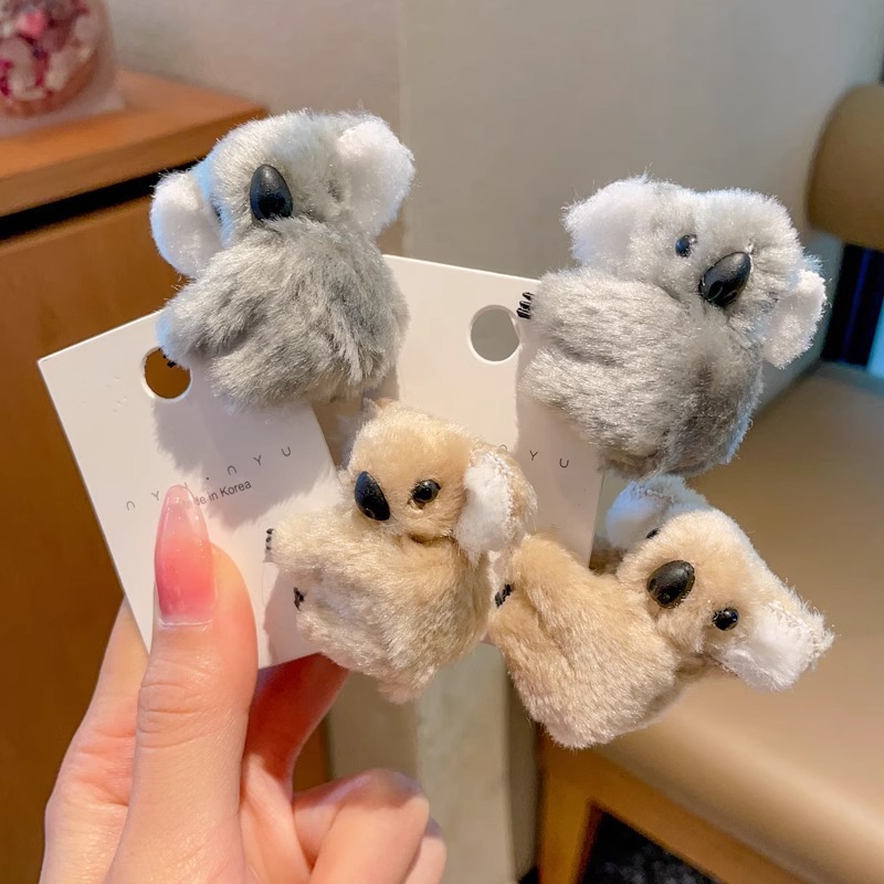 儿童考拉发夹装饰发卡女童发抓丸子头小夹子头饰发饰品-阿里巴巴