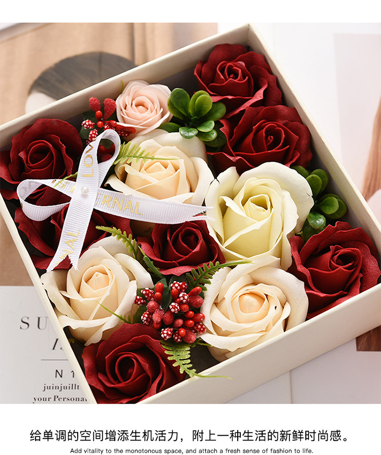 新品七夕情人节玫瑰花礼盒 创意开窗透明香皂花礼品盒 永生花盒