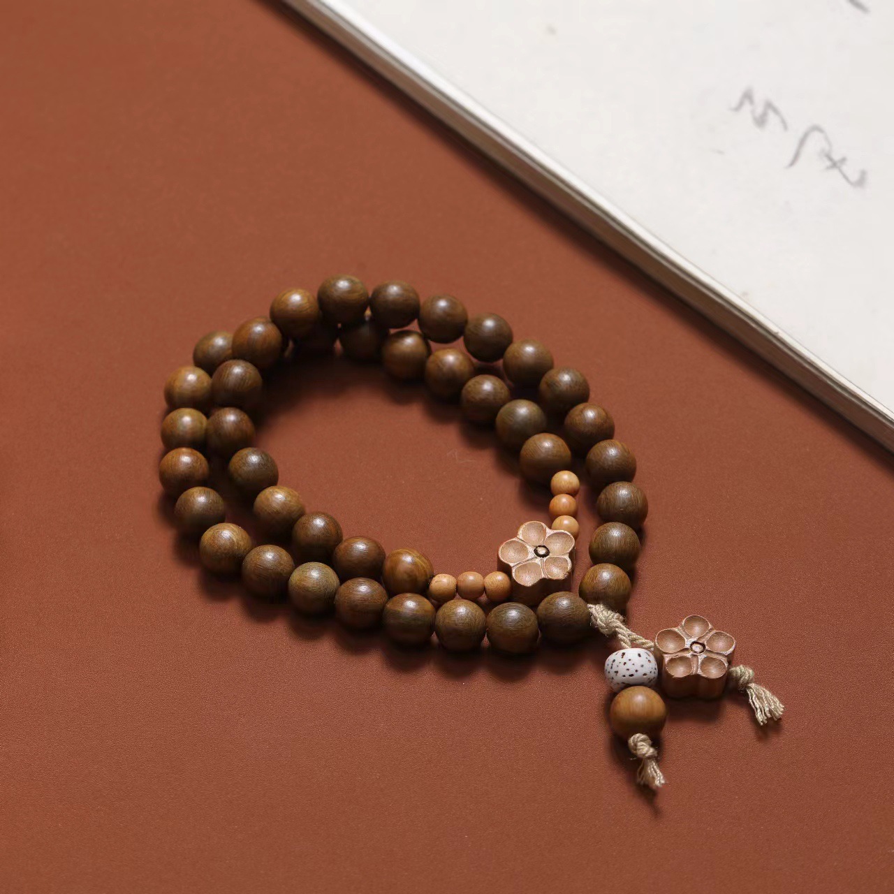 老料绿檀木佛珠手串抖音直播批发手串复古檀香手串民族风男女手链