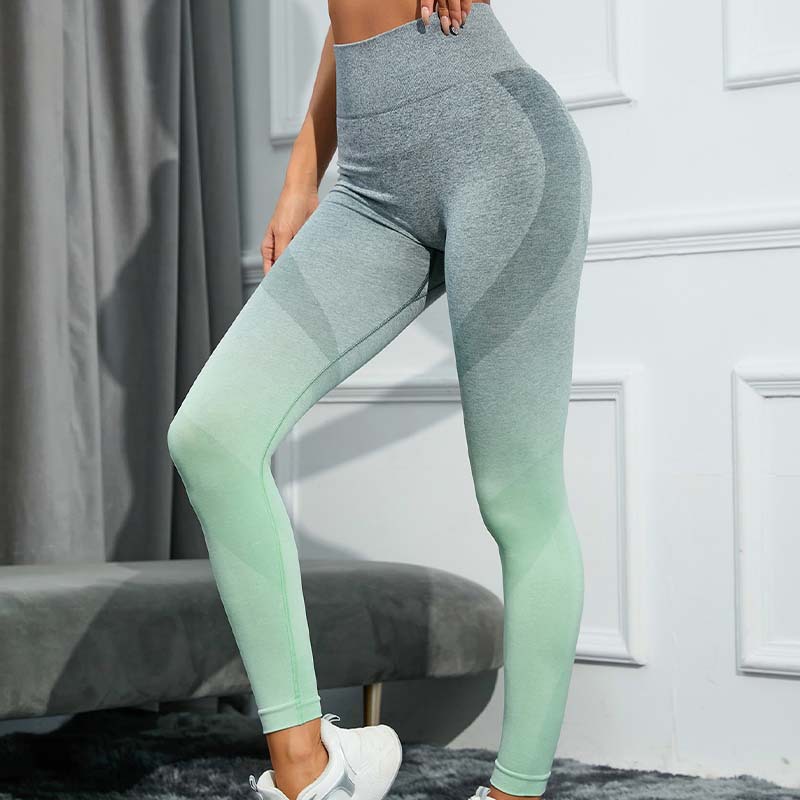 Amazon Black Green Seamless Yoga Pants Women's Sports Workout Clothes European and American Peach Hip Yoga Pants Tight Spring and Autumn