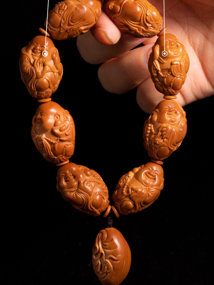 qg4d橄榄核雕八宝弥勒佛手工大核苏工雕刻橄榄胡手串男女文玩