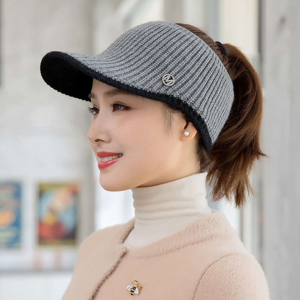 空顶针织成人帽鸭舌帽女士秋冬季休闲户外潮棒球帽骑车毛线帽子