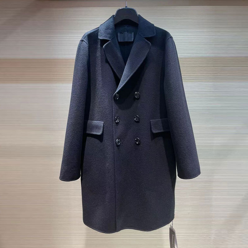 2022年哥弟新特官方旗舰店女装新款双排扣宽松黑色中长风衣外套