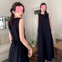 赫本风黑色无袖背心连衣裙子女夏季2024新款茶歇法式气质宽松长裙