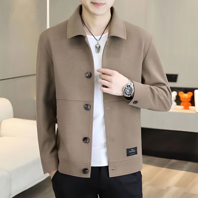 感男士翻领夹克外套新款春秋季痞帅气秋装休闲上衣薄