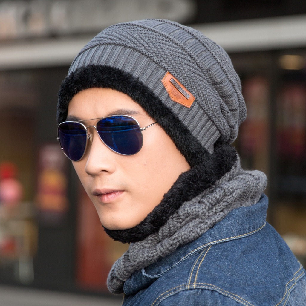 Hat Scarf Set Female Winter Woolen Hat Fleece Pullover Cap Outdoor Windproof Earmuffs Hat Warm Knitted Hat Male