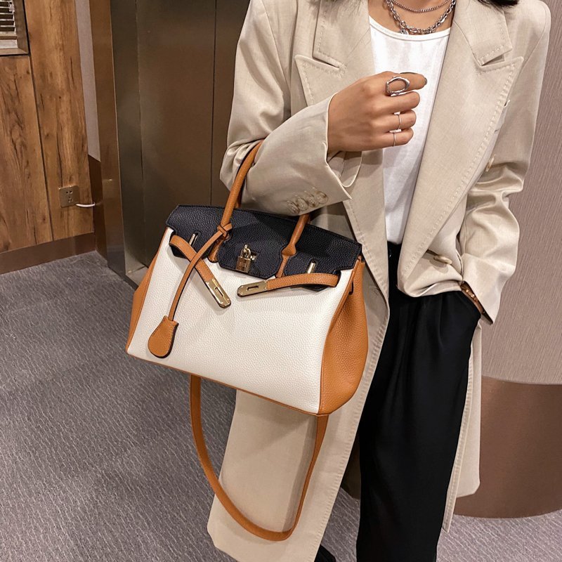 2021春季新款法式潮流设计鳄鱼纹铂金包女士ol风出勤上班手提包