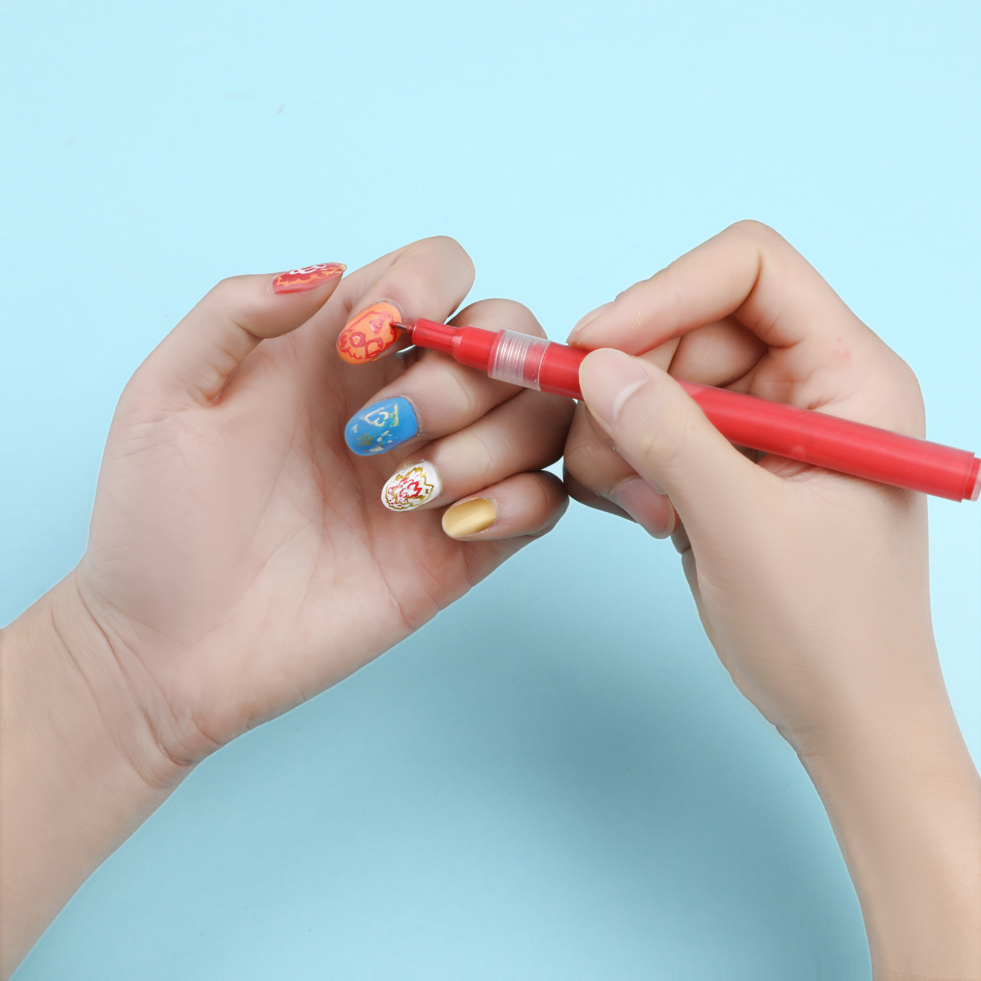 天艺美甲diy涂鸦笔卡通法式勾线笔指甲笔速干美甲拉线彩绘笔