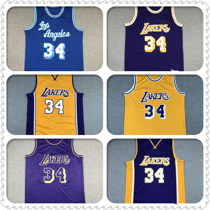 湖人球衣 #34 奥尼尔复古 刺绣 球衣-阿里巴巴