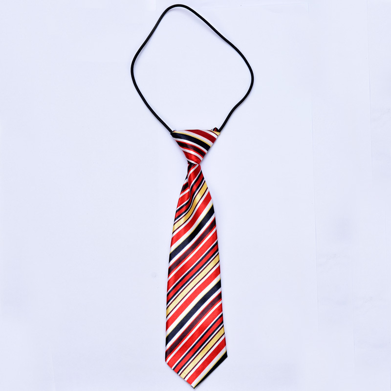 小学生幼儿园小领带校服条纹学院风男童衬衫装饰潮流拉链式黑皮筋