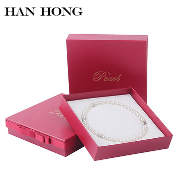 红色蝴蝶结珍珠项链首饰包装盒项链礼品盒饰品珠宝盒母亲节珍珠盒