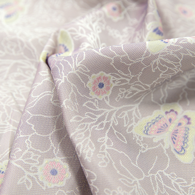 蝶恋花双面异色罗面料真丝桑蚕丝提花面料全螺孔夏季服装布料