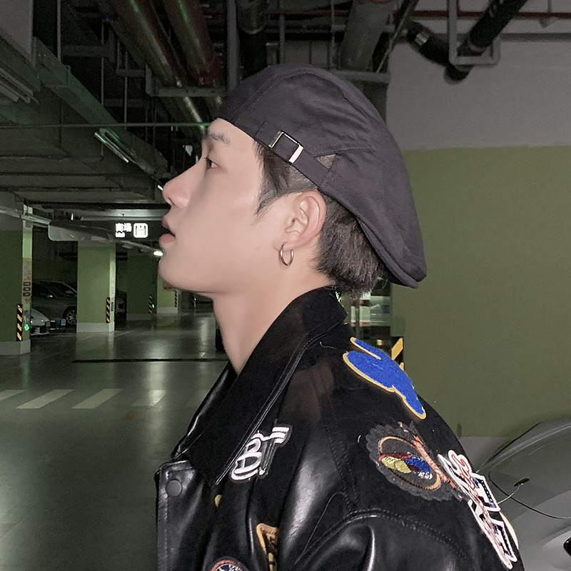 反戴贝雷帽男ins潮时尚大号休闲英伦嘻哈街头男生韩版日系前进帽