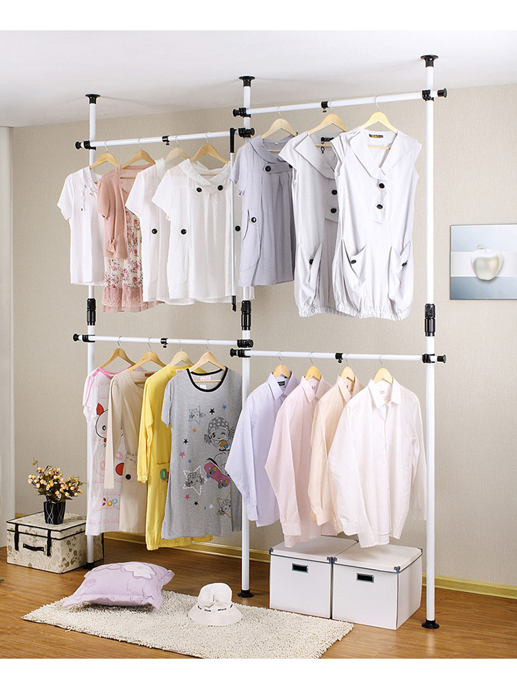 简易落地衣帽间衣柜开放式衣架置衣架顶天立地卧室置物架子晾挂架