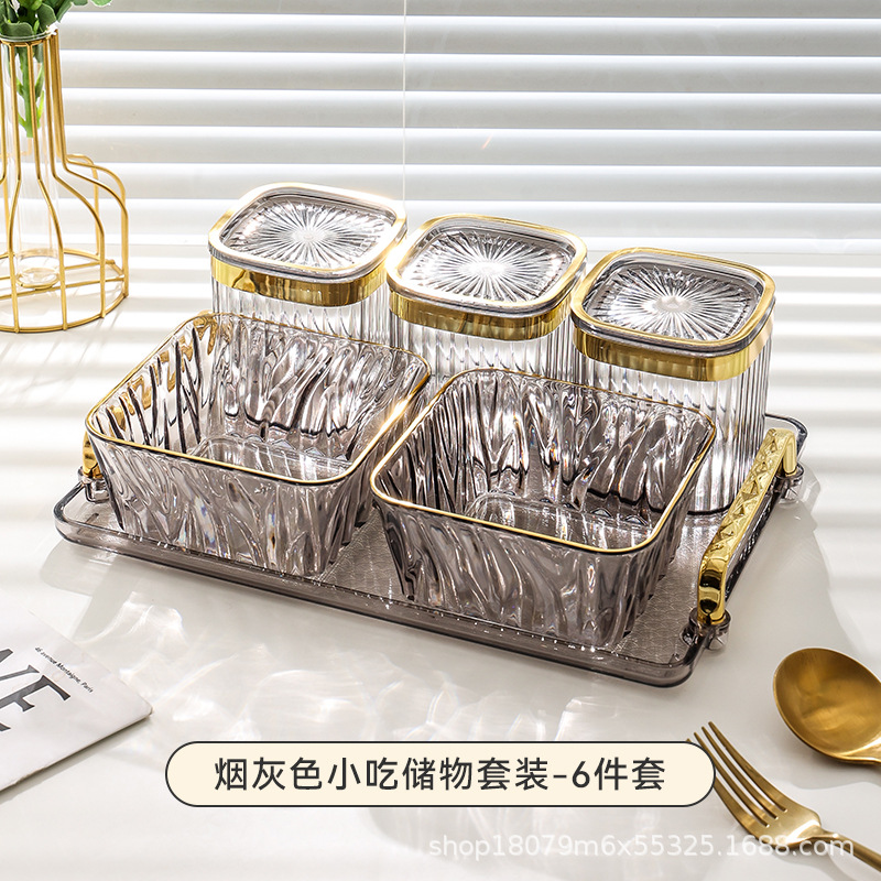 Refreshments Snack Candy Snacks Nuts with Snack Dish Four Grids with Layers Light Luxury Snack Dish Factory Wholesale