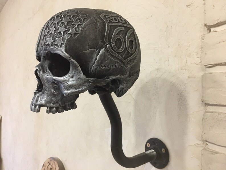 跨境爆款 摩托车骷髅头盔架 motorcycle skull helmet