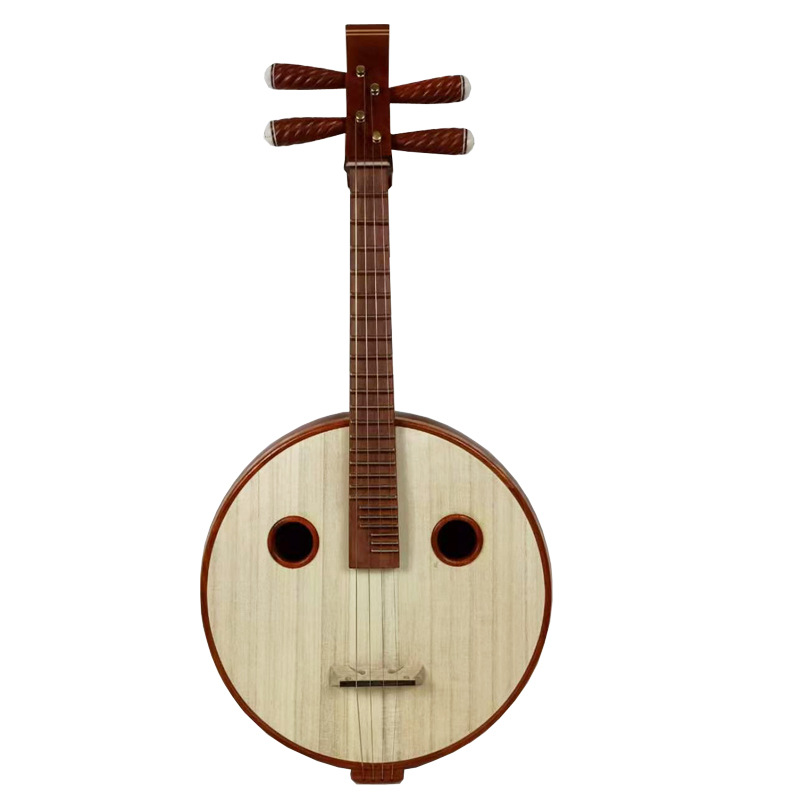 中阮乐器 红花梨木直头方头中阮 木质包边圆孔嵌钢品红木中阮琴