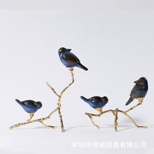 新中式禅意陶瓷鸟摆件创意家居客厅茶几书房装饰品办公室玄关摆设