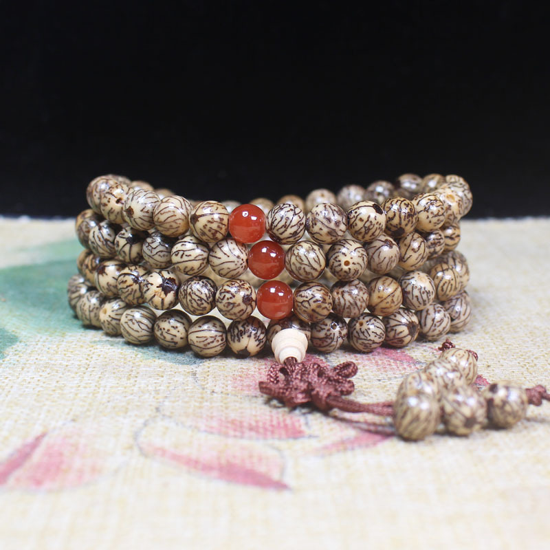 花银线菩提手串 108颗隔珠佛珠 菩提子批发 银线菩提 手链 佛珠