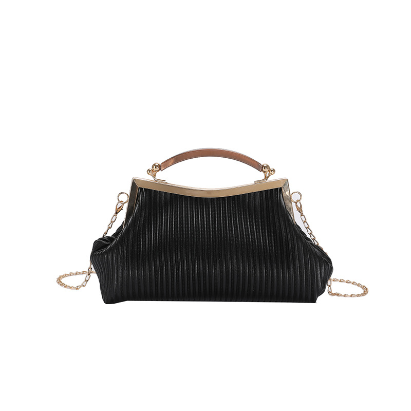 Bag Cross-Border Women's Bag 2022 Autumn and Winter Fashion Metal Portable Clip Bag Leisure Chain Shoulder Messenger Bag