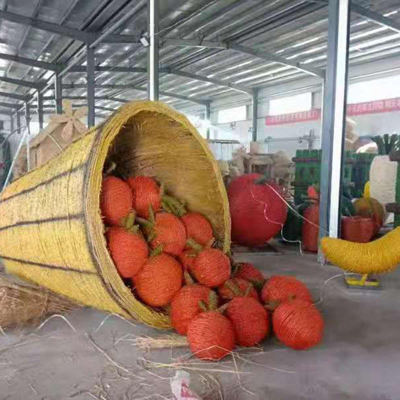 稻草工艺品粮仓水果艺术节景观小品稻草卡通动物景区花海草编摆件