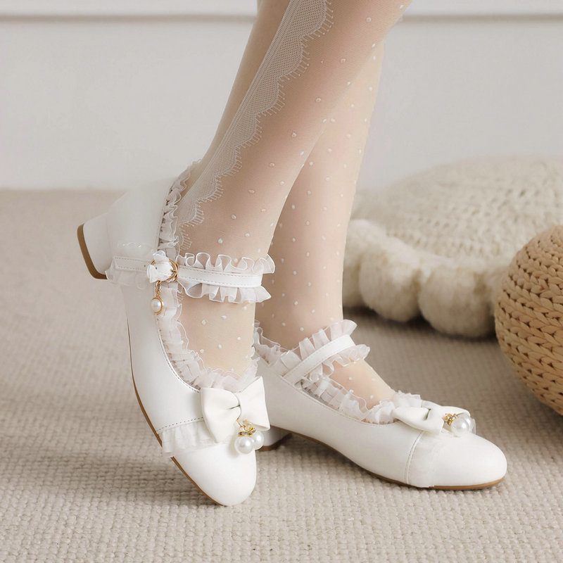 甜美淑女可爱公主洛丽塔鞋子百搭学生高跟鞋女仙女风lo鞋女童单鞋