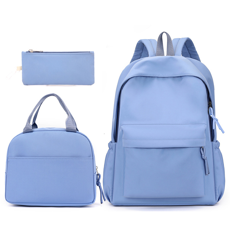 New Cross-Border Three-Piece Schoolbag Student Backpack Campus Schoolbag Lunch Bag Three-in-One Bag Leisure Schoolbag Pencil Case