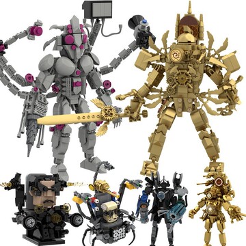 跨境监控人和马桶人的玩具兼容乐高积木moc泰坦音响人电钻王手办