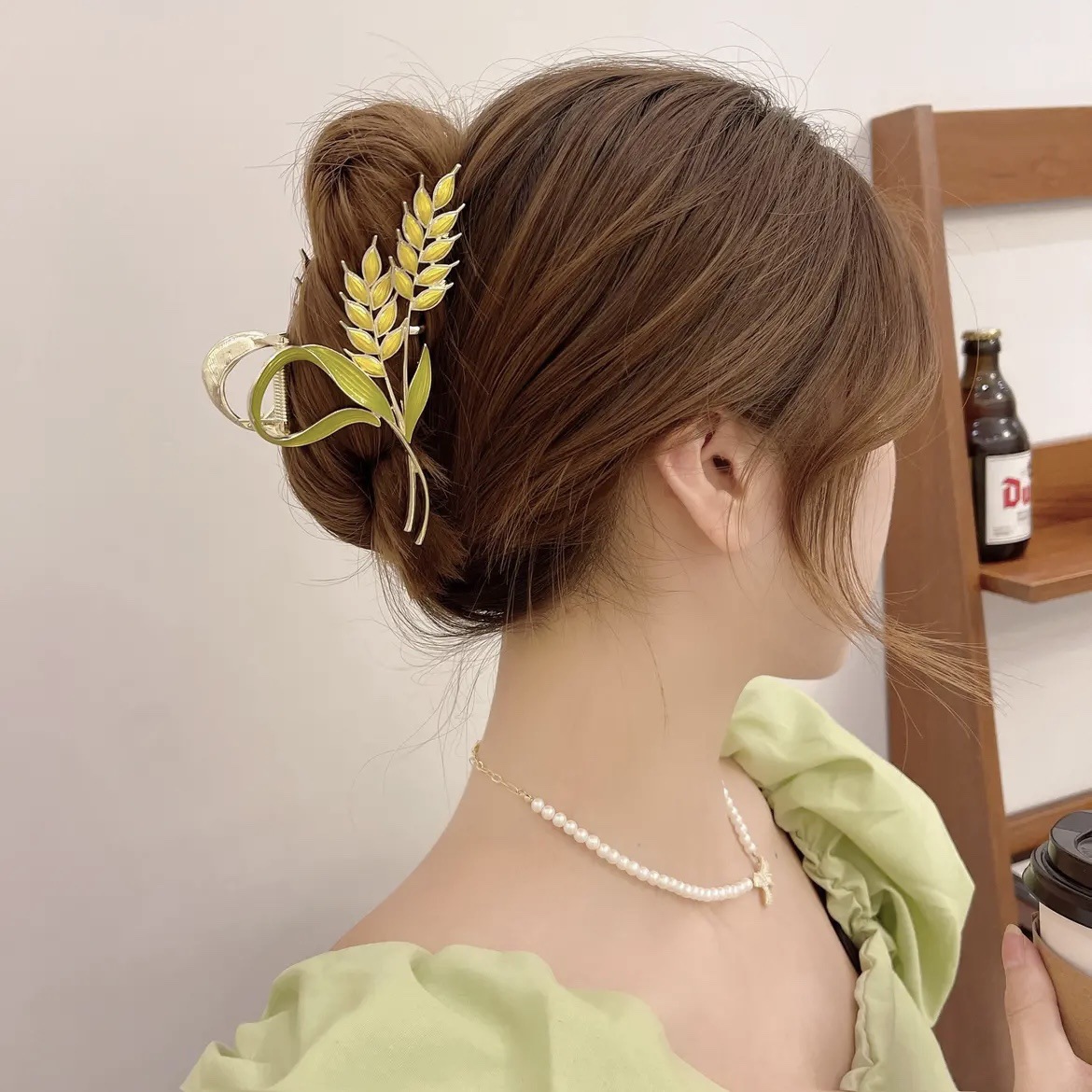 Elegant Gold Wheat Grip Chinese Style Elegant Hair Clip Women's Back Head High-Grade Ancient Style Shark Clip Headdress