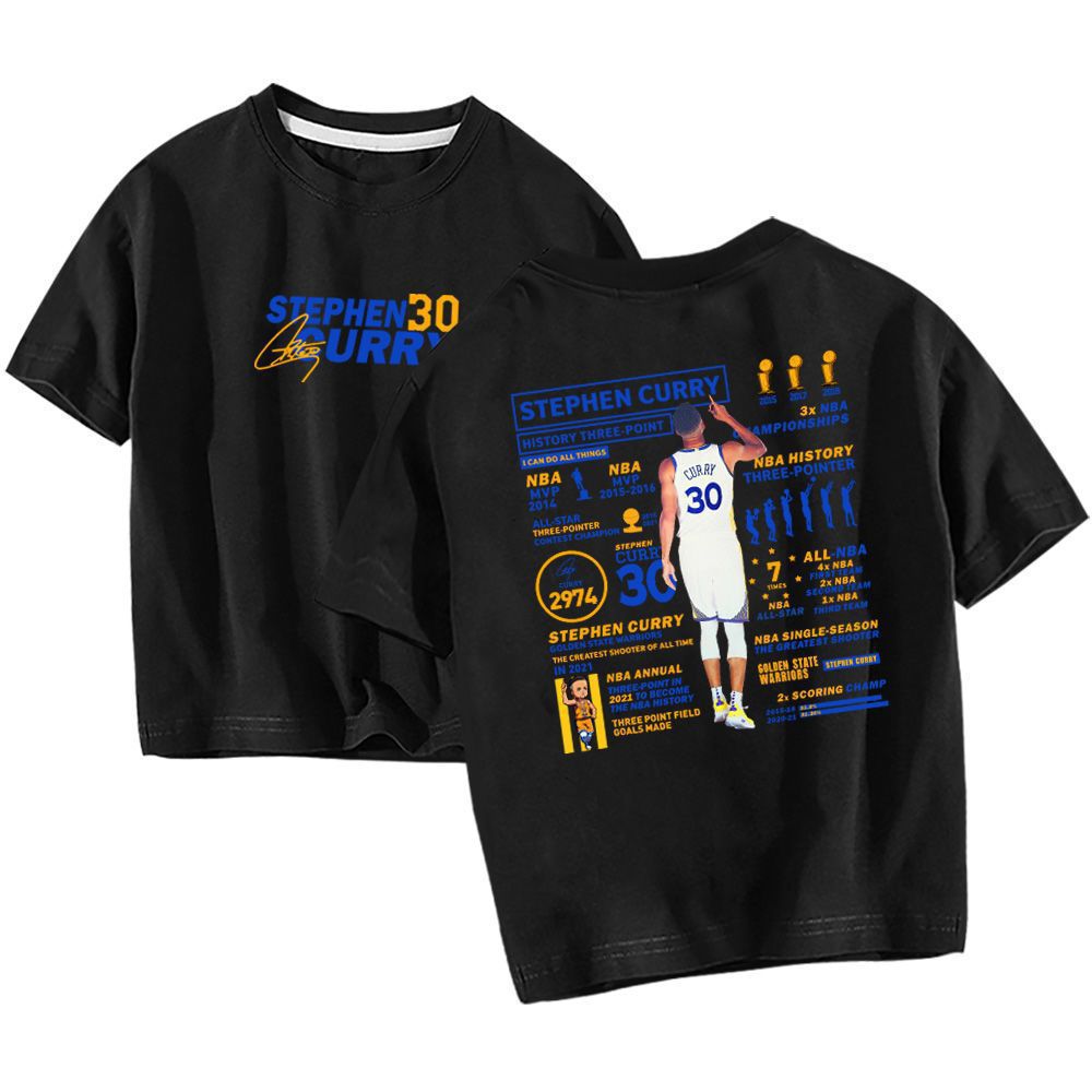 夏季新款棉篮球库里战绩短袖t恤夏季双面印花宽松潮牌衣服-阿里巴巴