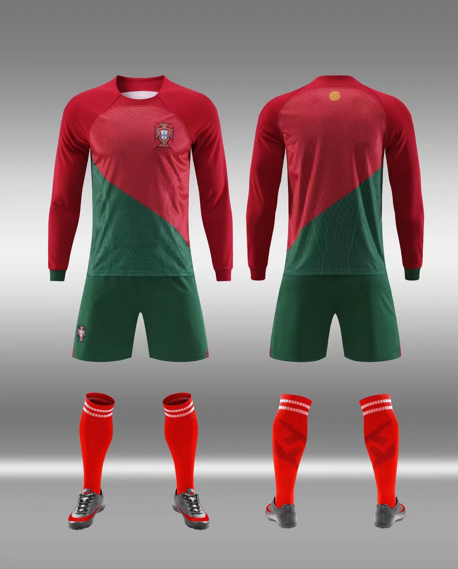 22-23长袖葡萄牙主场国家队足球服套装儿童成人队服球衣16码-3xl