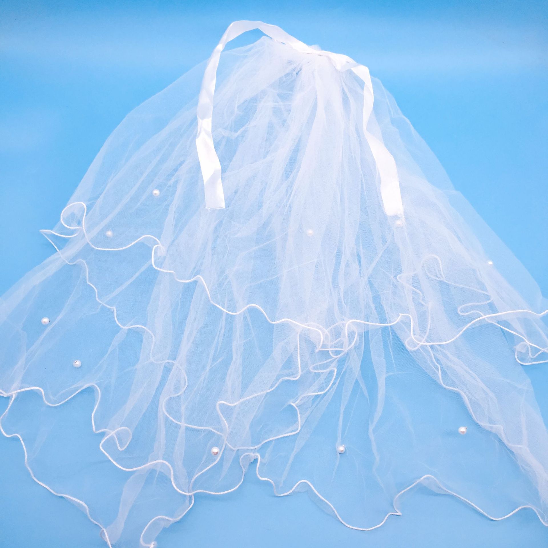 丝带蝴蝶结头纱带灯网红头纱带灯发光双层超仙新款蝴蝶结儿童头饰